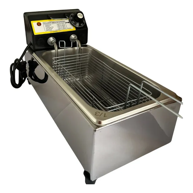 Fritadeira Elétrica Inox 1 Cuba 2l 110 Ou 220v C/ Termostato
