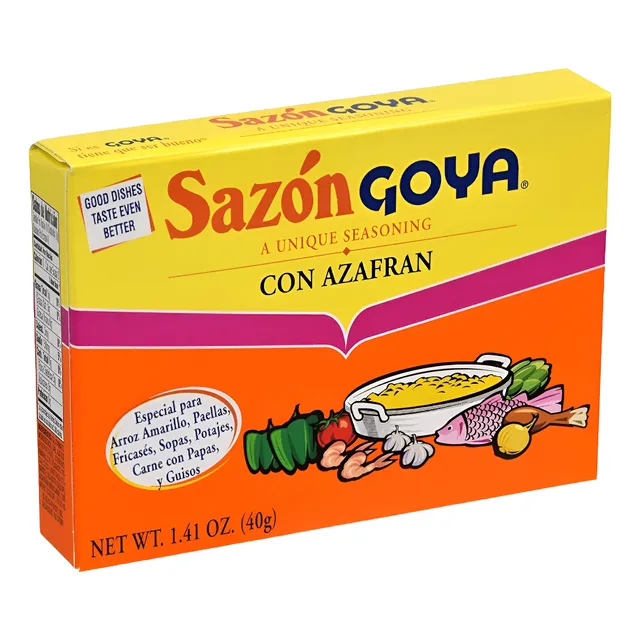 Sazón Goya Con Azafrán 40g Contiene 8 Sobres Para Paella