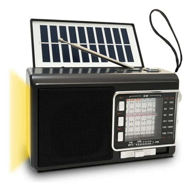 Radio Portátil Solar Recargable Multibanda Bluetooth Sd Usb