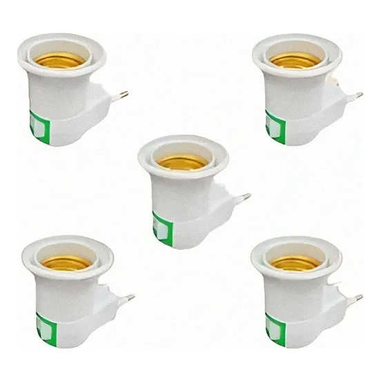 5 Soquete Tomada Lâmpada E27 Bocal Plug Adaptador Benjamin