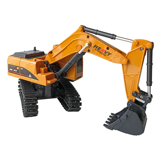 Retroescavadeira Esteira Controle Remoto Bat Recarregável Hengjian 1:24 Amarillo