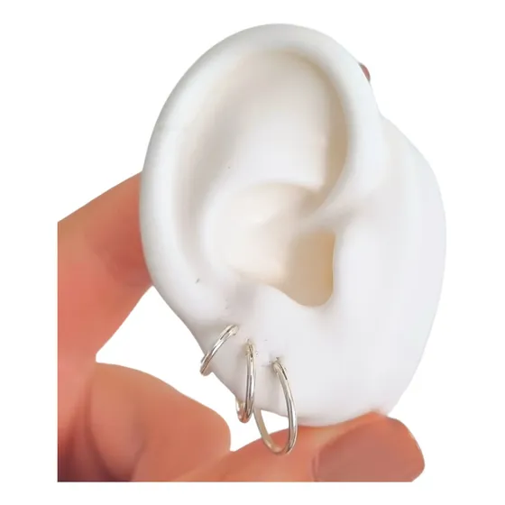 Pack X 3 Argollas Cubanas De 10mm 12mm Y 14mm De Plata 925