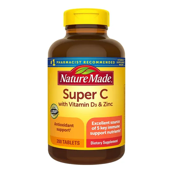 Súper Vitamina C Con Vitamina D3 Y Zinc Nature Made 200 Comp