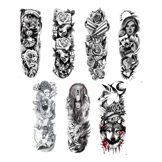 Kit Com 4 Tatuagens Temporárias À Prova D'água  17x48cm