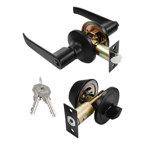 Combo Cerradura De Manija Tampico Phillips Mx6969 + Cerrojo Color Negro