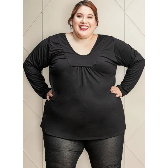 Remera Escote V Frunces Mujer | Talles Grandes| Kavachi