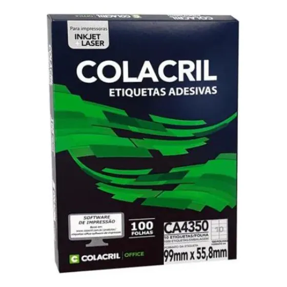 Etiqueta Impressora A4 38,1 X 21,2mm 100 Fls Ca4351 Colacril Cor Branco