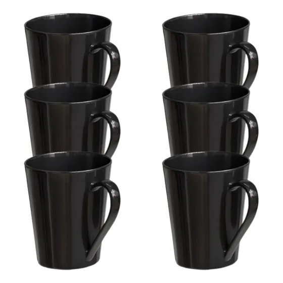 Jogo 6 Caneca Tulipa Café Chá Porcelana 250ml Colorida Cor Preto