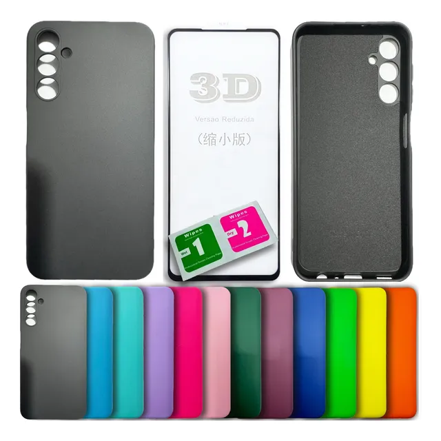 Película + Capa Silicone Veludo Para S24 / S24 Plus / Ultra