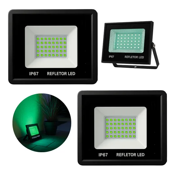 2 Refletores Led Verde 200w Potente Iluminação Externa