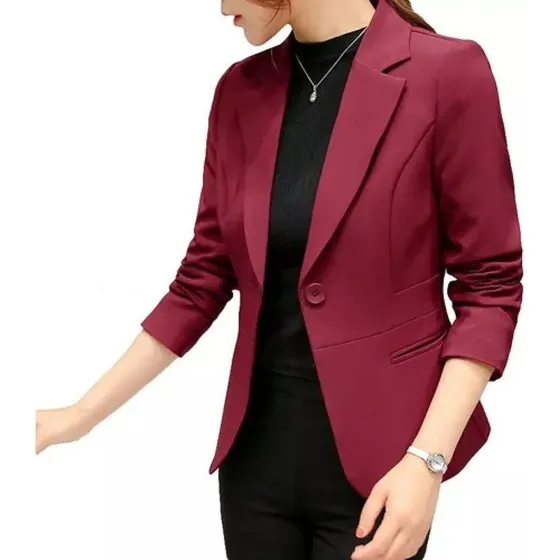L Blazer Mujer Moda Casual Color Sólido Manga Larga