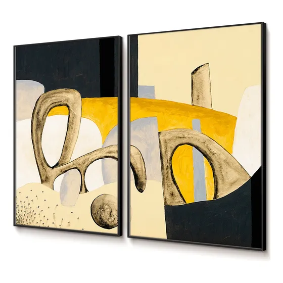Quadro Decorativo Moldura Filete Duo 50x70 Vidro Tons Bege