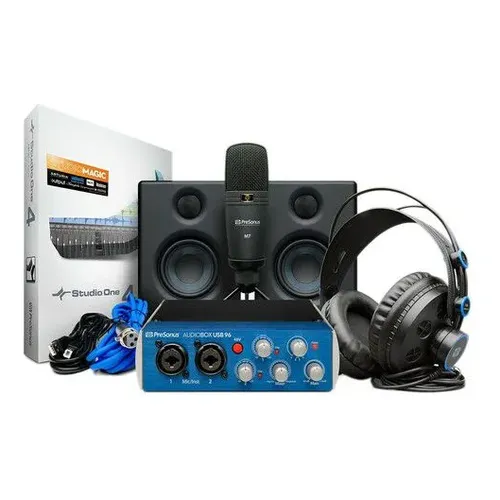 Kit Presonus Audiobox Itwo Studio Interface Fone Microfone Azul