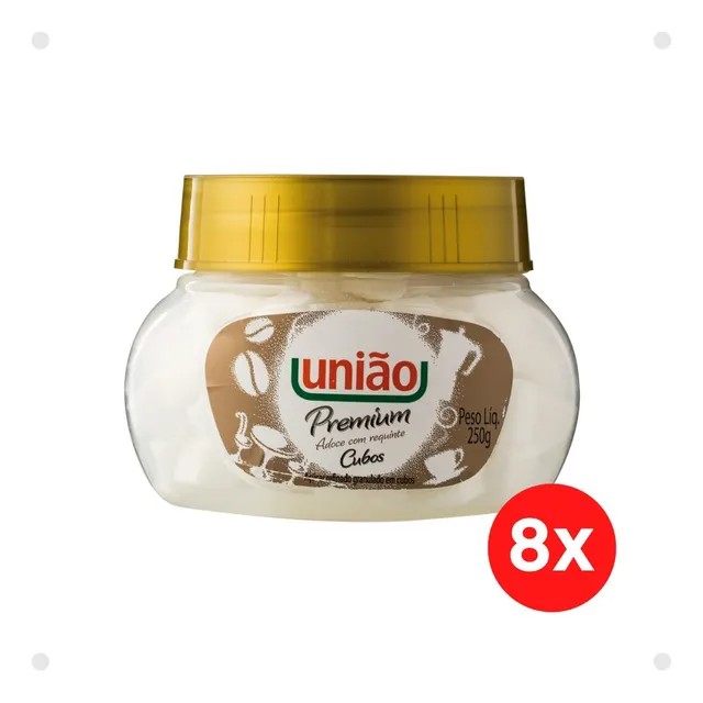 Açúcar União Refinado Granulado Em Cubos - 8 Potes De 250g
