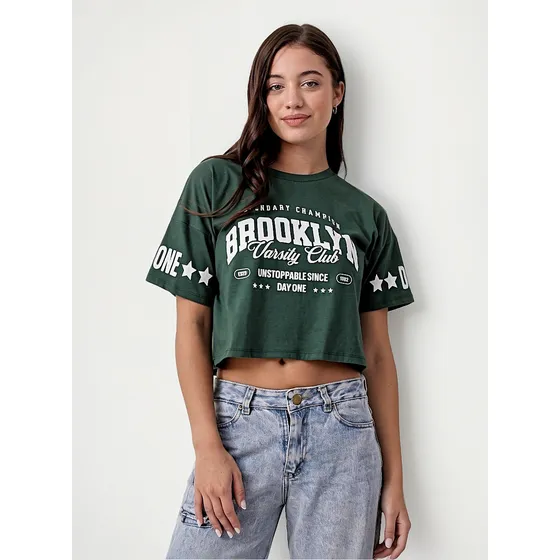 Remera Crop Top Algodon Mujer Reina Tex