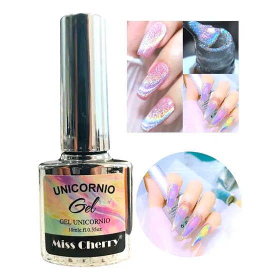 Gel Uv/led Top Efecto Ojo De Gato Unicornio Miss Cherry 1pz
