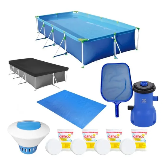 Kit Piscina 5000l + Forro + Filtro 220v+ Peneira+ Flutuador