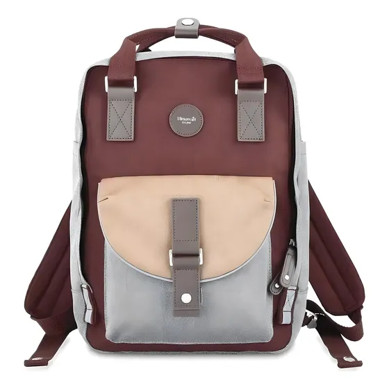 Himawari - Mochila Escolar O De Viaje Porta Laptop H201-8 Color Gris Y Rojo Diseño De La Tela Lisa