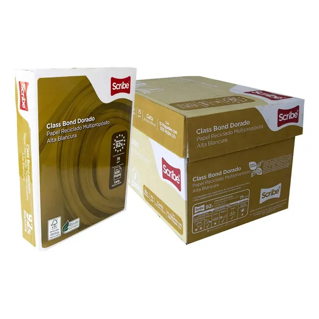 Caja Papel Class Bond Dorado Oficio 5000 H 93% 75g/m2 Blanco
