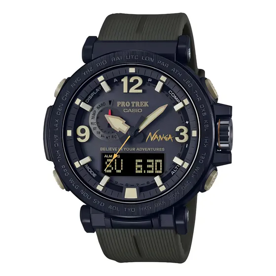 Reloj Casio Pro Trek Nanga Prw-6630na-1a3 Hombre Ts Color de la correa Verde Color del bisel Negro Color del fondo Negro