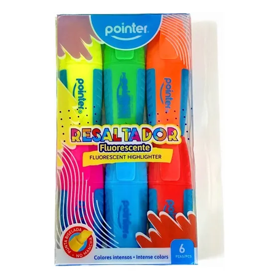 Resaltadores Mini Neón Pointer Caja De 6 Unidades 