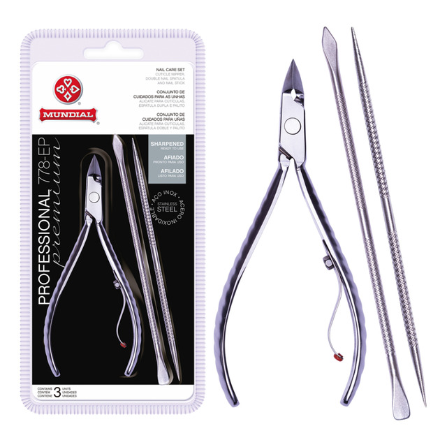 Kit Alicate + Palito + Empurrador Inox De Cutícula Professional 778ep Mundial Personal Car... Kit Alicate + Palito + Empurrador Inox De Cutícula Professional 778ep Mundial Personal Car...