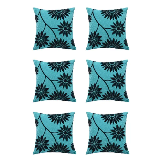 Pack 6 De Fundas Diseños Girasol 43x43 Color Turquesa