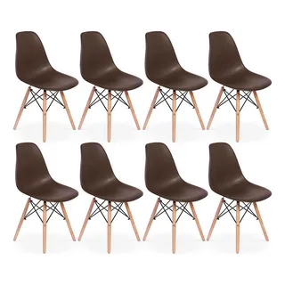 Conjunto 8 Cadeiras Charles Eames Eiffel Wood Magazine Decor Cor Marrom Conjunto 8 Cadeiras Charles Eames Eiffel Wood Magazine Decor Cor Marrom