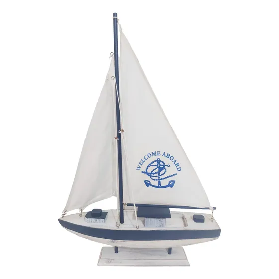 Barco A Vela Réplica Veleiro Rústico Em Miniatura 34x50cm.