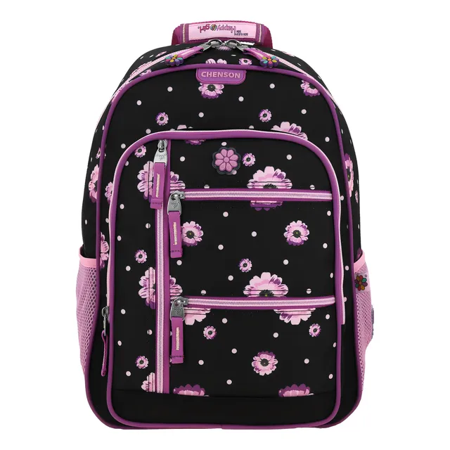 Mochila Grande Escolar Chenson Happy Girl Suji Para Niña Primaria Color Negro Diseño De La Tela Flor