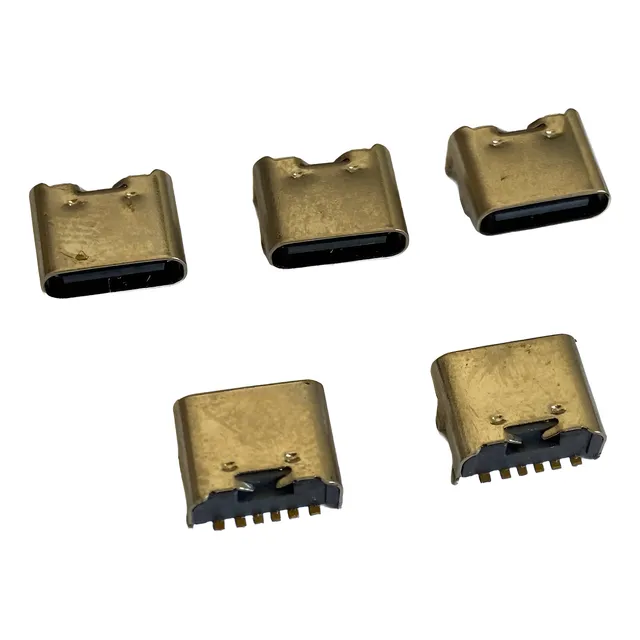 5x Conector Usb Tipo C 6 Pinos Femea Smd Type C 6 Pin Smt