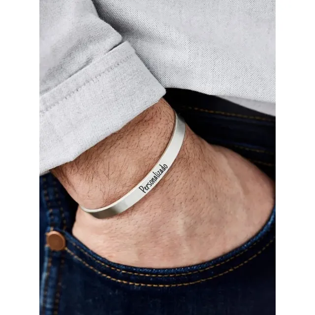 Pulsera Rígida Con Grabado. Caballero
