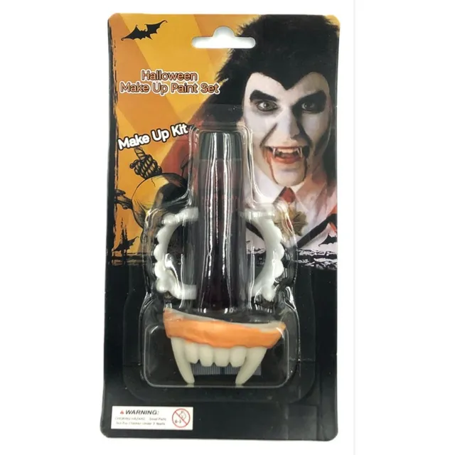 Dientes De Vampiro + Sangre Falsa Disfraz Halloween + Dientes