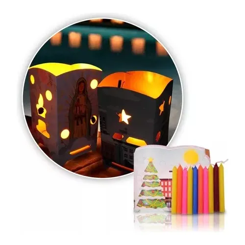 Faroles Navideños X10 Velas Farol  Noche De Velitas Nvx10