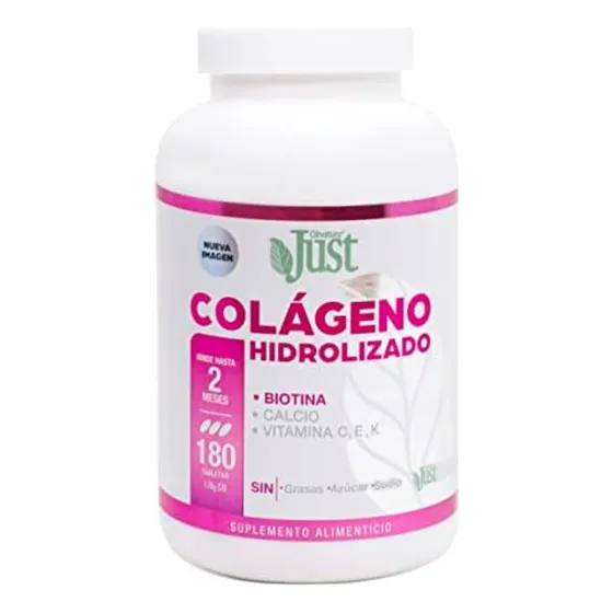 Justcollagen Colageno Hidrolizado 1800 180 Tabletas C E K Sabor Justcollagen