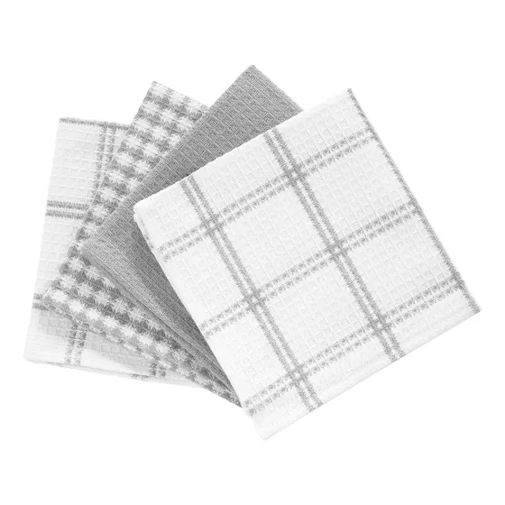 Juego Paño Cocina Diferente Diseño % Algodon Rojo Gris