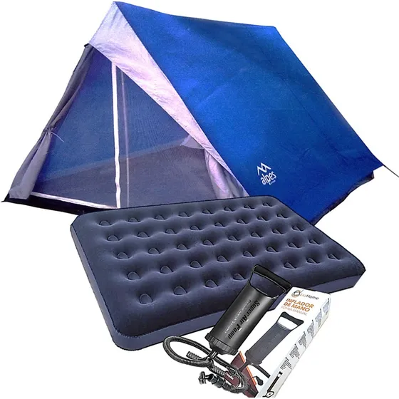 Carpa 4 Canadiense Colchon Inflable 2 Plazas + Inflador