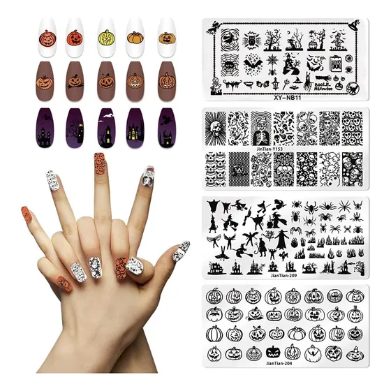 Placas Para Uñas Decorativas Diseño De  Halloween