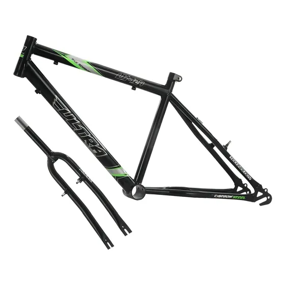 Quadro E Garfo Aro 24 Ultra Bikes Em Aço Carbono Masculina Cor Preto