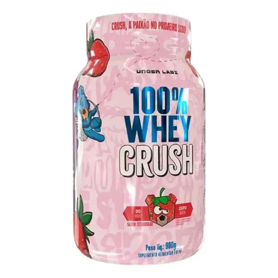 Suplemento 100% Concentrado Whey Protein Crush 900g Under Labz Morango