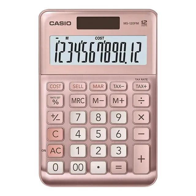 Calculadora Escritorio Casio Ms-120fm Rosa 12 Digitos Color Rosa Metálico