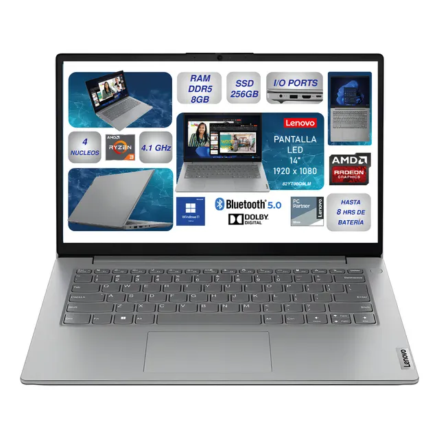 Lenovo V14 G4: Ryzen 3, 8gb Ram, 256gb Ssd, W11, 14 Gris