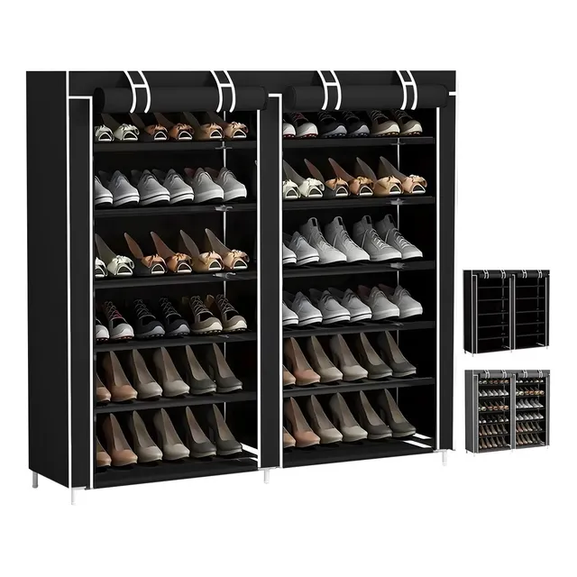 Zapatera Organizador Mueble Rack Closet Armable Repisas 12 Compartimentos Para 36 Pares Color Negro