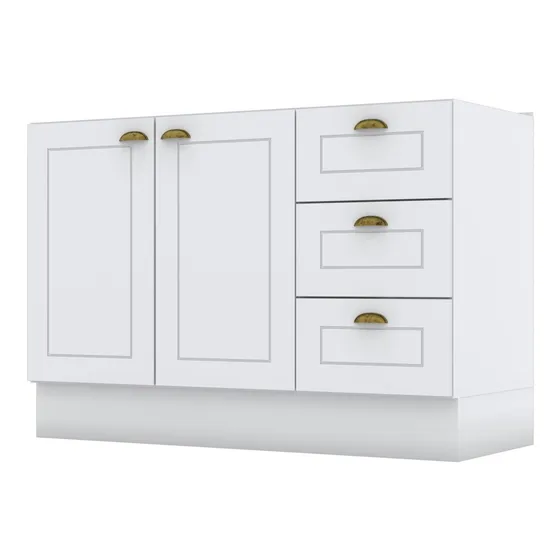 Armario Bajo Mesada Americano 2 Ptas 3 Caj 120cm 100% Mdf