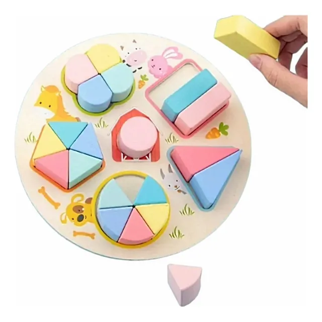 Juego Juguete Didáctico Madera Torta Geométrica Encastres 