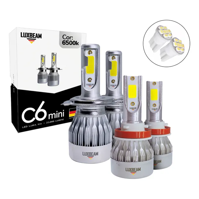Kit 4 Lampada Super Led 6500k Farol Alto Baixo Milha Luxbeam