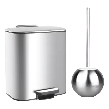 Escova Sanitaria Limpador Vaso Sanitario Privada E Cesto Lixo Lixeira Banheiro Luxo De Pedal Slim Inox