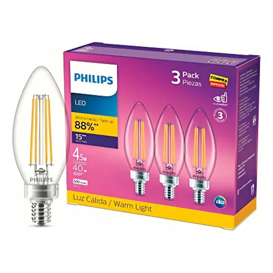 Foco Philips Led Filamento B11 E12 Lc 3p