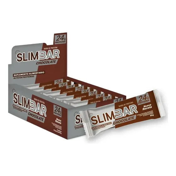 Slimbar Barras de Proteína Chocolate Sin Gluten Caja 12 Unidades 60g