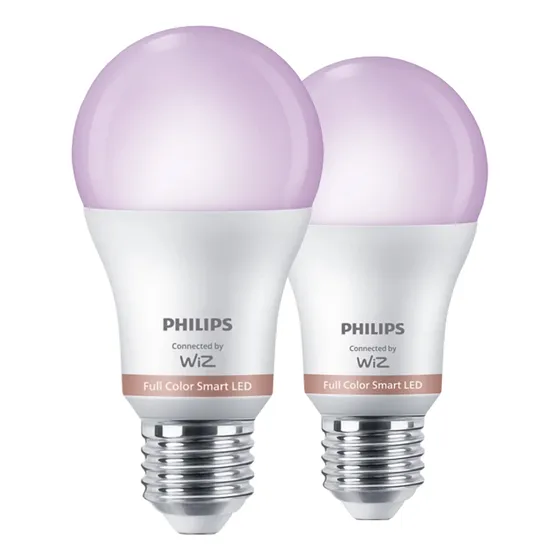 Pack 2 Ampolletas Led E27 Philips Smart 60 W Luz Rgbw Multicolor